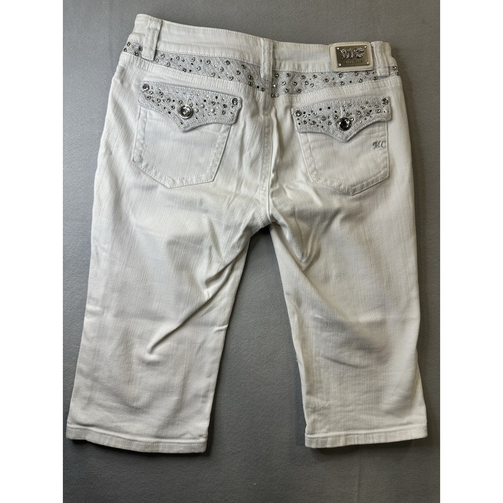 Miss Chic USA Off White Low Waist Rhinestone Bermuda Shorts Stylish Size 11